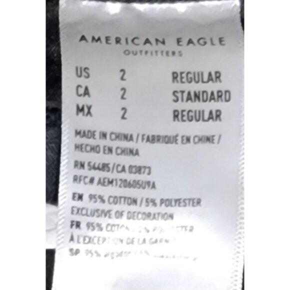 American Eagle Black Distressed Skinny Jeans Womens Size 2 Regular Comfort Stret - Picture 4 of 7